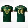 Camiseta Informal Transpirable de Secado Rápido de Verano Unisex con Estampado Retro de Fútbol de Moda con Patrón de Bandera Mexicana