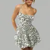 Moda de Exportación Europea y Americana Elegante Lv para Mujer Verano Estampado de Moda Cintura Esponjoso Corto Lv Vestido