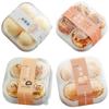 Caja de embalaje Snow Mei Niang con 4 bandejas de papel, 2 hilos de carne individuales y vieiras, hojaldre de yema de huevo, 2 pegatinas para caja de horneado