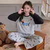 Pijama infantil para primavera e outono, modelo fino de manga longa em modal para meninas, novo modelo para meninas mais velhas, roupa de casa popular