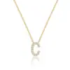 Colar Pingente Versátil Europeu e Americano com 26 Letras Cravejado com Diamantes, Banhado a Cobre com 14K, Corrente para Clavícula, Acessório Moderno e Simples para Mulheres