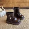 Botas Martin de Moda Estilo Coreano para Niñas 2026 Otoño/Invierno Nueva Llegada Botas de Pantalón Cálidas con Felpa Estilo Británico Retro Botas con Tacón