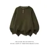 Outono e Inverno vide comércio exterior suéter gola Henry costurado à mão masculino casal americano design solto senso de design malha