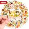 Compra directa transfronteriza de 100 lindas pegatinas decorativas creativas con temática de comida, divertidas pegatinas de dibujos animados de comida