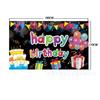 Pod Personalizado Amazon 2026 Feliz Aniversário Coelho Verde Balão Colorido Tecido de Fundo Decoração de Fotografia Banner