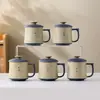 Nueva taza de agua de cerámica color rojo sílex con tapa, taza personal para oficina, taza de té, juego en caja de regalo para clientes