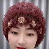 Bolsa Bordada de Flor de Cuatro Estaciones Gorro para la Cabeza Gorro Delgado de Encaje Elegante Cubre Cabello Blanco Gorro Banda para el Cabello de Casa de Moda Gorro de Flor Grande