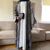Jaqueta Fashion Modesta Novo Estilo com Estampa Dourada Cardigã Longo Jaqueta Casual
