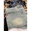 Saia Jeans de Cintura Alta Linha A para Mulheres Verão 2025 Nova Tamanho Grande Efeito Emagrecedor Figura em Pera Hot Pants