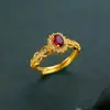 Anillo Vintage de Encaje Rojo con Diamantes para Mujer Anillo Suelto de 99 Piedras Rojas Anillo de Oro Joyería de Oro Duro Regalo para Amante