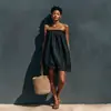 Amazon 2026 Nuevo Vestido Casual Transparente con Volantes Transfronterizo Estilo Veraniego Europeo y Americano Falda Corta de Algodón y Lino