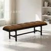 Banqueta moderna de tecido para o pé da cama, novo banco de madeira maciça estilo chinês para trocar sapatos, banco de jantar de couro genuíno de luxo leve, banco longo para trocar sapatos para o closet