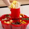 Caja de Almacenamiento en Ángulo Recto Bandeja Multifuncional para Servir Hot Pot de Cocina con Compartimentos Giratorios para Escurrir y Almacenar Guarniciones, Bandeja de Frutas