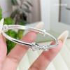 Pulsera de plata esterlina 9999 para mujer, pulsera sólida lisa push-pull con lazo, personalidad versátil, pulsera juvenil de alta gama