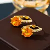Brincos de Zircônia Geométricos Amarelos para Mulheres, Brincos de Nicho e Únicos, Brincos Elegantes para o Dia a Dia, Novo Estilo Quente 2025