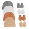 Comercio Exterior Más Vendido Gorro de Punto Acanalado de Color Sólido para Bebé con Dobladillo Gorro de Poner Juego de Manoplas Anti-Rayaduras Gorro Lindo para Bebé Recién Nacido