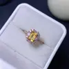 Anillo de Citrino Natural Transfronterizo Accesorios de Piedras Preciosas Nicho de Alta Gama Joyería de Plata 925 5*7 Moda Venta Directa de Fábrica