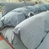 Juego de Ropa de Cama de Algodón Puro Lavado de Cuatro Piezas, Ropa de Cama Simple de Alta Gama, Funda de Edredón de Algodón Puro para Dormitorio, Juego de Sábanas de Tres Piezas, Sábana Ajustable