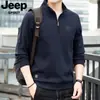 Moletom Masculino Casual de Negócios com Zíper Meio, Estilo Primavera e Outono, Moderno e Fashion, Peça Versátil Bordada, Venda Direta de Peça Única