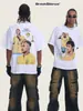Verão 2026 Novo Neymar Americano High Street Camiseta Algodão Puro Peso Pesado Floco de Neve Casual Tendência Masculina Manga Curta