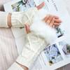 Guantes sin dedos Yifan Otoño e Invierno para Adultos Estudiantes de Escritura Cálidos Estilo Coreano Moda Femenina Patrón de Diamantes Cortos