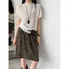 Falda para Mujer Luxi Vintage Clásica Estampado Leopardo 2026 Verano Nueva Cintura Elástica Versátil Falda Línea A 1806