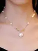 Agita el mismo estilo contigo todo el camino collar de perlas de agua dulce ciervo temperamento femenino dulce lindo cadena de suéter pequeña fresca