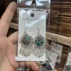 Pendientes de Pieza Bordada Vintage Bordados a Mano de Estilo Étnico de Moda, Colgantes de Oreja Pequeños Cortos con Borlas, Joyería de Plata Miao de Yunnan para Mujeres