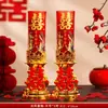 Velas de Dragón y Fénix, un Par de Decoraciones para Habitación de Boda, Velas de Boda Rojas con Palabras Felices, Juego de Velas Florales para Habitación Nupcial, Juego Completo de Artículos de Boda