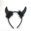 Diadema de Halloween Transfronteriza Cuernos de Diablo Accesorios para el Cabello Fiesta Festiva Disfraz Diadema de Baile Set de Diadema de Plumas