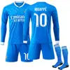 2526 Camisa de Futebol Número 9 Mbappe 7C Camisa do Ronaldo 5 Bellingham Real Madrid Segundo Uniforme Fora de Casa Azul Manga Longa