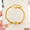 Pulsera de Calabaza Láser Arena Dorada de Alta Retención de Color Tienda de Oro Mismo Estilo Pulsera de Mariposa Brillante Pulsera de Trébol de Cuatro Hojas Exquisita de Nicho