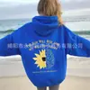 Venda Direta de Comércio Exterior Verão Estilo Americano Lavado Estampa de Girassol Moletom com Capuz de Manga Longa Estilo Japonês Tendência Jaqueta Solta para Homens