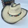 Sombrero de Paja Panama de Ala Ancha, Sombrero Vaquero de Paja Calado, Sombrero de Sol Unisex, Sombrero de Pescador Casual para Exteriores
