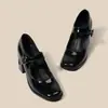 Otoño Invierno 2026 Punta Cuadrada Hebilla Retro Francés Versátil Zapatos de Salón Tacón Grueso Tacones Altos Zapato Mary Jane de Una Correa Mujer Nuevo