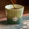 Taza de Té de Cerámica Roja Pedernal Hoja Verde Taza Maestra de Té Hogar Beber Té Juego de Té Kung Fu Taza Individual de Loto Pintada a Mano