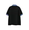 Camisa polo unissex de manga curta com zíper parcial, estilo americano, dupla face, peso pesado, falsa peça dupla, em preto da moda, para outono, inverno e verão