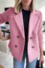 Amazon 2025 Nueva Llegada de Primavera Comercio Exterior Transfronterizo Europeo y Americano Moda Femenina Temperamento Elegante Patchwork Tejido de Lana Abrigo de Lana Marrón