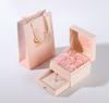 Elegante Caixa de Joias Personalizada, Puxador Rosa Rosa para Pingente, Brincos, Caixa para Colar, Caixa para Anel, Caixa de Presente, Acessórios
