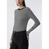 Lang* Pedido2026 Inverno Novo Simples Slim Fit Suéter de Tricô Listrado Versátil Casual Camisa Básica para Mulheres