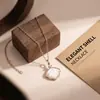 Collar de Plata Pura 999 con Nácar para Mujer, Cadena Clavicular de Lujo Ligero de Alta Gama, Colgante de Plata Pura con Nácar de Moda de Nicho Venta al por Mayor