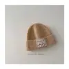 Chapéu de Lã Tricotado Estilo Coreano para Crianças Outono e Inverno Etiqueta de Renda Chapéu Pulôver Moda Família para Meninos e Meninas Quente e Fofo Tricotado
