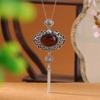 Um Veado Prata S925 Sterling Silver Blood Pepper Old Vintage Auspicious Tassel Lantern-shaped Curly Grass Padrão Pingente Pingente de Alta Qualidade
