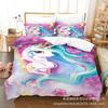 Suministro directo ropa de cama lijada impresión digital 3D juego de cuatro piezas juego de tres piezas sábana de cama de unicornio de dibujos animados colcha almohada