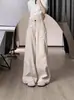 Estilo Americano Arroz Damasco Ferramentas Jeans Feminino Primavera e Verão 2025 Novo Cintura Alta Solto Dosagem Perna Reta Perna Larga Calças Casuais
