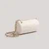 Bolso de Mano de Diseñador de Nicho para Mujer con Patrón Acolchado Inspirado en Chanel, Correa de Cadena, Bolita Dorada Pequeña, Forma Cilíndrica, Bolso de Hombro y Cruzado, Portalápices, Bolso Almohada, Moderno