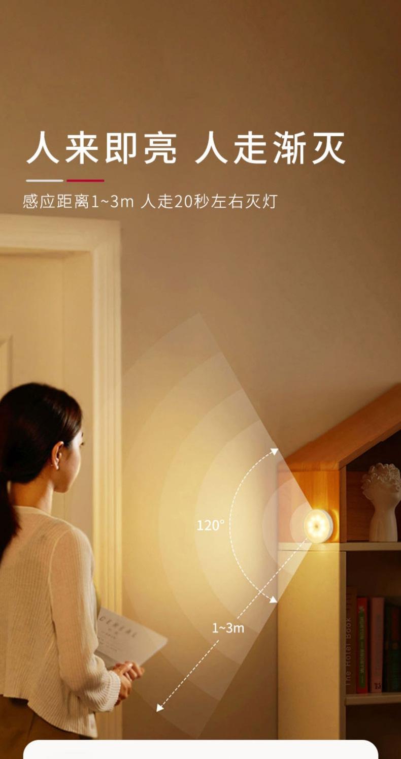 床头小夜灯卧室睡眠灯无线人体感应灯起夜家用过道婴儿喂奶护眼灯