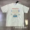 Versión Alta Transfronteriza Colección de Manga Corta Rhude Retro Americano Marlboro Streetwear Casual Holgado Pareja Camiseta de Cuello Redondo