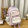 Mochila Escolar Grande Capacidade Estilo Novo College Colorida Alunos do Ensino Fundamental Mochila para Aluno do Ensino Médio Feminino Mochila com Emblema de Balão