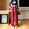 Pantalones Anchos de Pierna Delgada Talla Plus para Mujer Primavera/Otoño Pantalones de Pierna Recta con Caída Suelta Estilizadores de Pierna Alargadores Pantalones Casuales con Cordón